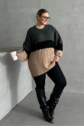 پلیور سایز بزرگ طوسی زنانه سایز بزرگ Stil Diva - کد 893127071