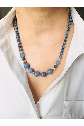 گردنبند جواهر سرمه ای زنانه روکش طلا DEVİ fashion - کد 823718901