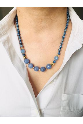 گردنبند جواهر سرمه ای زنانه روکش طلا DEVİ fashion - کد 823718901