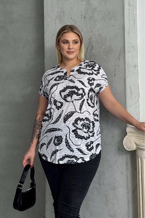 تیشرت سایز بزرگ سفید زنانه سایز بزرگ Stil Diva - کد 893178273