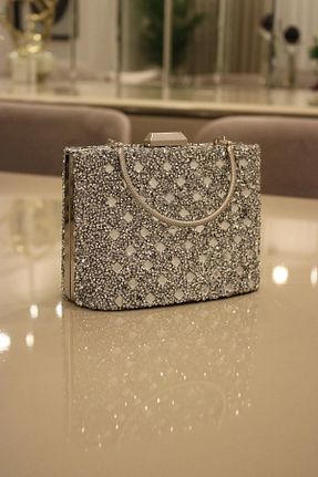 کیف مجلسی طوسی زنانه فلزی Mimoza - کد 893184174