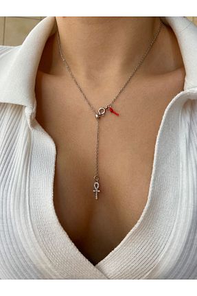 گردنبند جواهر رنگی زنانه استیل ضد زنگ Arsaley Collection - کد 894778413