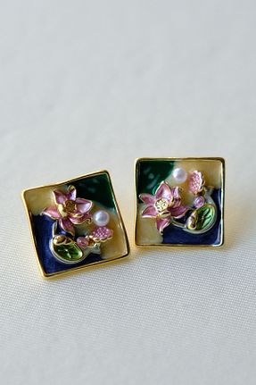 گوشواره جواهر رنگی مروارید Nilsu Jewellery Accessory - کد 893239635