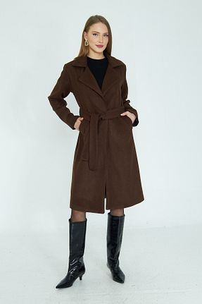 پالتو پشمی قهوه ای زنانه رگولار SevdeUgur - کد 893255101
