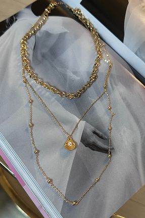 گردنبند جواهر طلائی زنانه Trendy Butik - کد 876759329