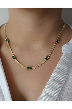 گردنبند استیل ( فولاد ) زرد زنانه استیل ضد زنگ shop - کد 882314801