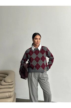 پلیور طوسی زنانه اورسایز Dier Moda - کد 893291368