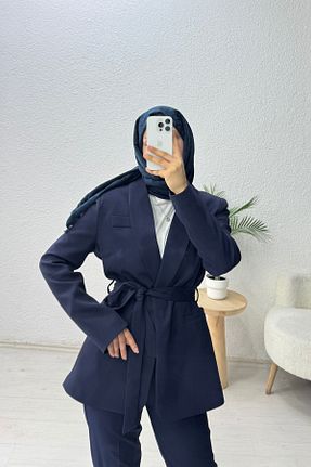 کت بلیزر سرمه ای زنانه پلی استر lurex moda - کد 894839128