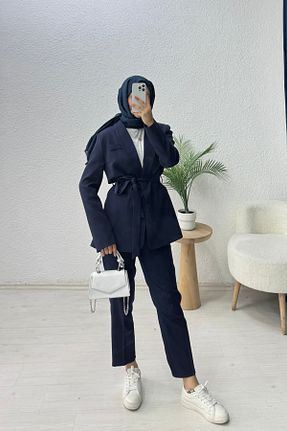 کت بلیزر سرمه ای زنانه پلی استر lurex moda - کد 894839128