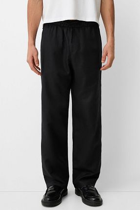 شلوار مشکی مردانه کتان Bershka - کد 893288043