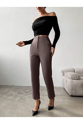 شلوار پارچه ای قهوه ای زنانه بلند Fovere - کد 835670202