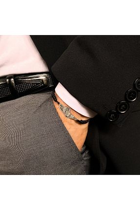 دستبند نقره مشکی زنانه 925 عیار Sima Silver - کد 798427226