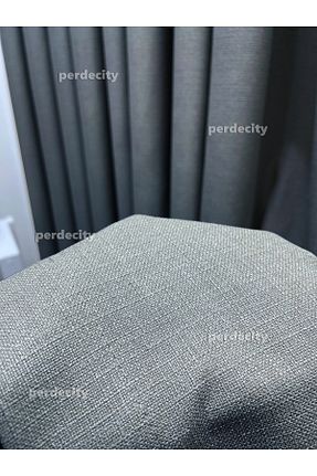 پرده زمینه طوسی کتان PERDECITY - کد 893351044