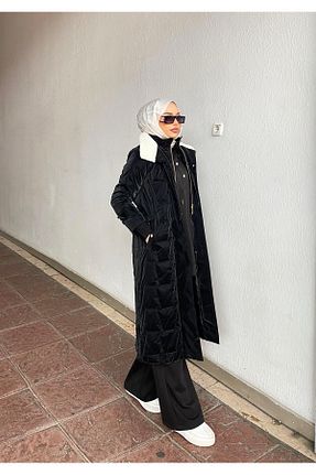 کاپشن مشکی زنانه Fitted Minel - کد 893366958