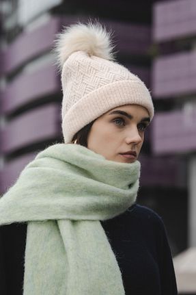 کلاه پشمی بژ زنانه اکریلیک Nordbron - کد 884956010