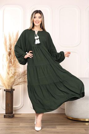 لباس سایز بزرگ خاکی زنانه بافت mervemoda - کد 895142491