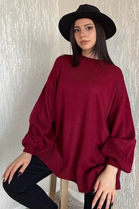 پلیور زرشکی زنانه ساده GÜLSELİ - کد 893373023