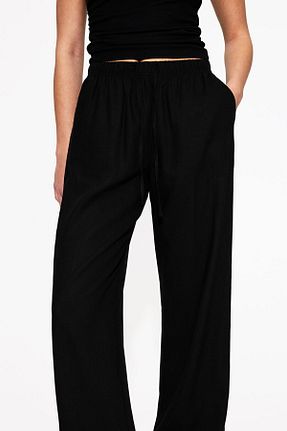 شلوار مشکی زنانه کتان Bershka - کد 893400131