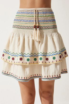 دامن بژ زنانه پنبه ای Namaste Vintage - کد 893369788
