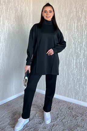 ست بالاتنه و پائین تنه مشکی زنانه بافتنی GÜLSELİ - کد 893371348