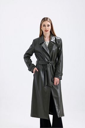ترنچکت سایز بزرگ خاکی زنانه چرم مصنوعی Sense - کد 893402212