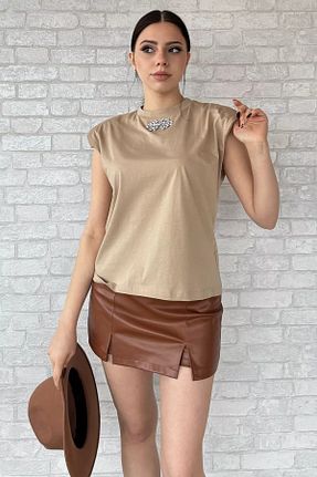 بلوز بژ زنانه رگولار GÜLSELİ - کد 893371484