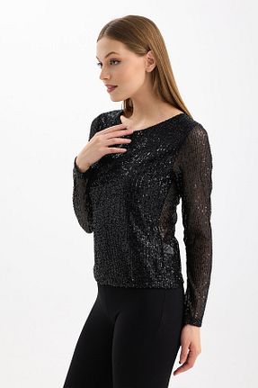 بلوز مشکی زنانه Puantiyeli Sense - کد 834728889