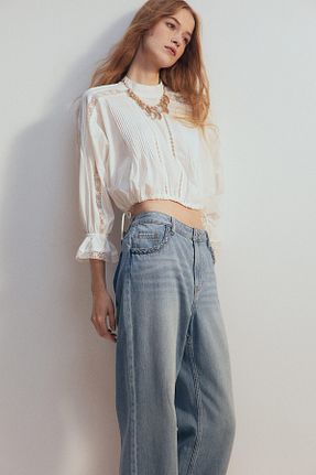 بلوز بژ زنانه ساده H&M - کد 893471162