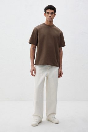 تیشرت بژ مردانه یقه بند دار H&M - کد 893471279