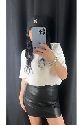 دامن مشکی زنانه چرم مصنوعی Butik - کد 893488799