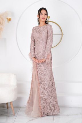 لباس مجلسی حجاب قهوه ای زنانه یقه دوچرخه Fashion Night - کد 895717935