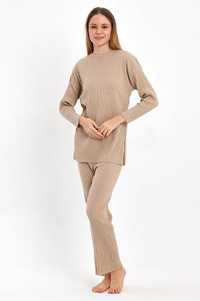 ست بالاتنه و پائین تنه طوسی زنانه بافتنی cankids - کد 847104063