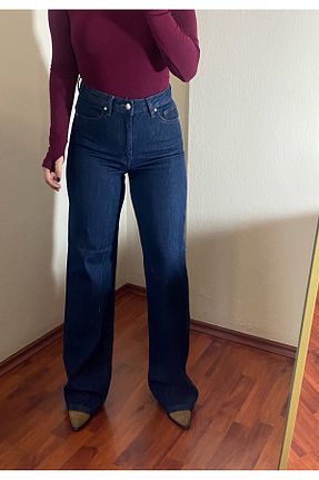 شلوار جین آبی زنانه پاچه گشاد MODA - کد 893577951