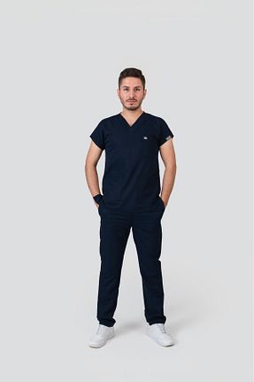 ست بالاتنه و پائین تنه سرمه ای مردانه لیکرا DENİZ MEDİKAL GİYİM - کد 893581604