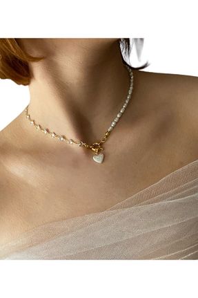 گردنبند جواهر سفید زنانه مروارید By Saadet Özkanlı - کد 806218107