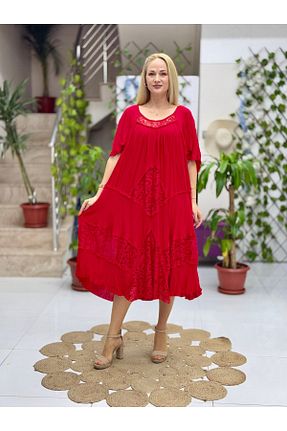 لباس قرمز زنانه بافتنی Punta Otantik - کد 893597369