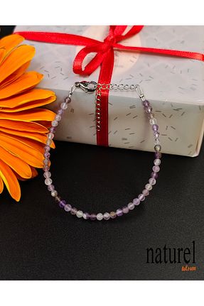 دستبند جواهر بنفش زنانه سنگ طبیعی Naturel Tılsım - کد 877571649