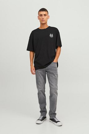 شلوار جین طوسی مردانه پاچه تنگ Jack & Jones - کد 739923749