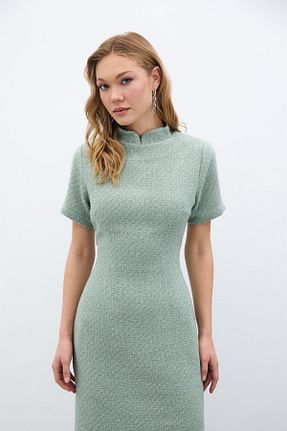 لباس فیروزه ای زنانه بافتنی Sateen - کد 884237516