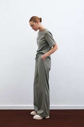 شلوار سبز زنانه بافتنی Sateen - کد 893791583