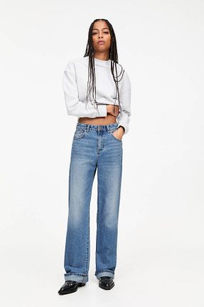 شلوار جین آبی زنانه پاچه گشاد Pull & Bear - کد 893798104