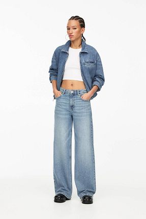 شلوار جین آبی زنانه پاچه گشاد Pull & Bear - کد 893797251