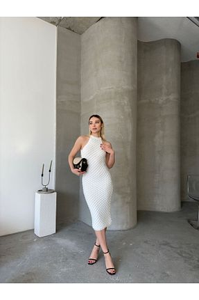 لباس سفید زنانه بافتنی novalook - کد 893798994