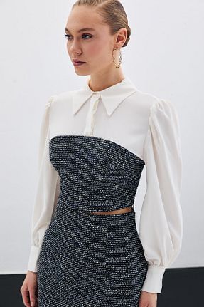 بلوز سرمه ای زنانه رگولار Sateen - کد 893790110