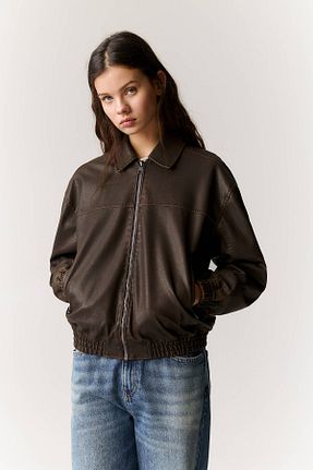 کاپشن قهوه ای زنانه پلی اورتان Pull & Bear - کد 893790423