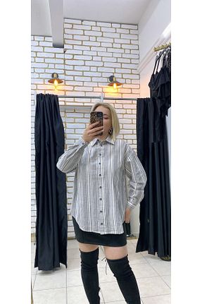 پیراهن طوسی زنانه گشاد TUBA TOPTAŞ - کد 893808512