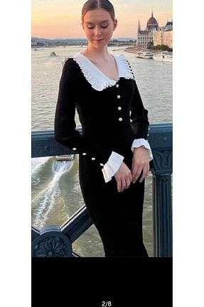 لباس مشکی زنانه تریکو Abalı - کد 893840222