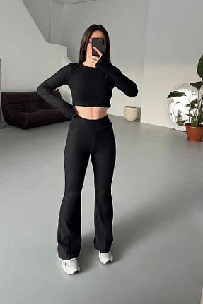 ست بالاتنه و پائین تنه مشکی زنانه بافتنی comoller - کد 893922025