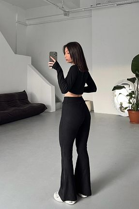 ست بالاتنه و پائین تنه مشکی زنانه بافتنی comoller - کد 893922025