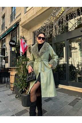 پالتو پشمی سبز زنانه رگولار Göker Life - کد 893919117